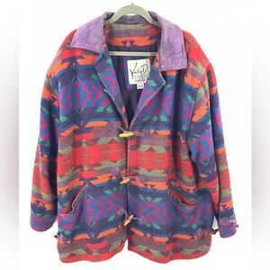 Vintage Kathryn Deene Womens 22/24 Wool BlendToggle Button Jacket Coat Southwest